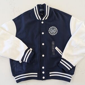 POLO RALPH LAUREN US Open Baseball Jacket Navy White Womens S NWT $298 Varsity